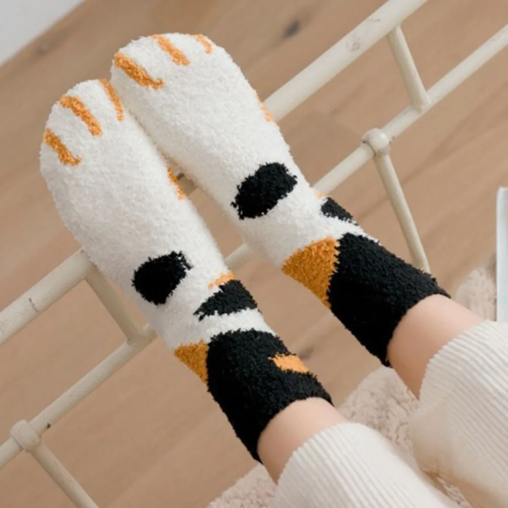 Плюшевые коралловые флисовые носки женские носки без пятки осенние и зимние милые толстые теплые носки для сна