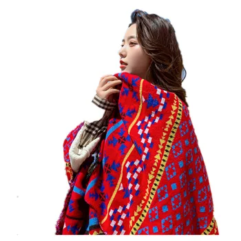 

Soft Warm Tartan Shawl Cape Blanket Scarves Fashion Wrap Classic Luxurious Blanket Designer Scarf Geometric Ponchos and Capes