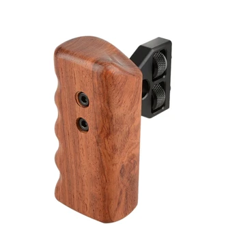 

DSLR Camera Left Wooden Handle Grip Mount Support for DV Video Cage Rig Spacing 18mm