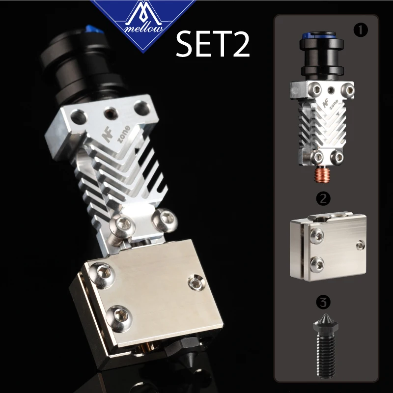 Hotend com Ventilador de Refrigeração para Bowden Mellow Impressora Zona-vulcão Aquecedor Bloco Kit E3d v6 J-head Extrusora Vulcão Bico 3d nf - Imagem 4