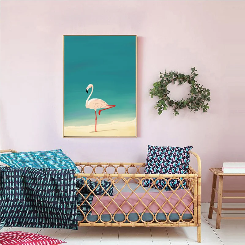 Cartoon Animal Wall Art Canvas Painting Modern Minimalist Nordic Style Flamingo Art Hd Print Home Poster Decoration