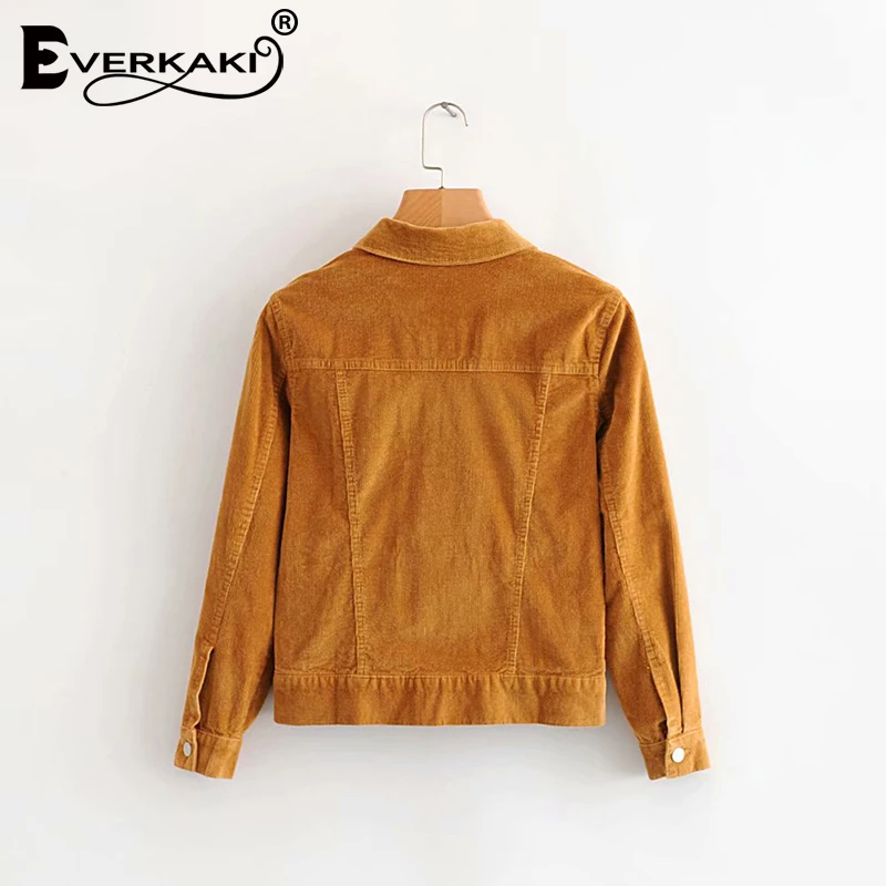 Everkaki вельветовые куртки пальто для женщин осень зима Boho однотонные Женские повседневные Модные женские пальто куртки женские Новинка