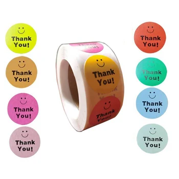 

500pcs Thank You with Smile Tags Wedding Party Paper Hang Tags Price Label Hang Tag Cards School Sationer Stationery Sticker