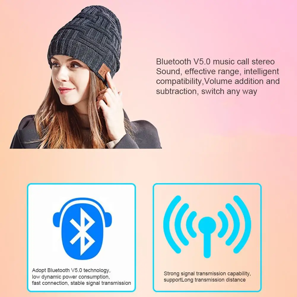 Обновленная Bluetooth 5,0 Beanie Беспроводная бини с наушниками музыкальная шапка встроенный HD стерео динамик для зимних занятий фитнесом