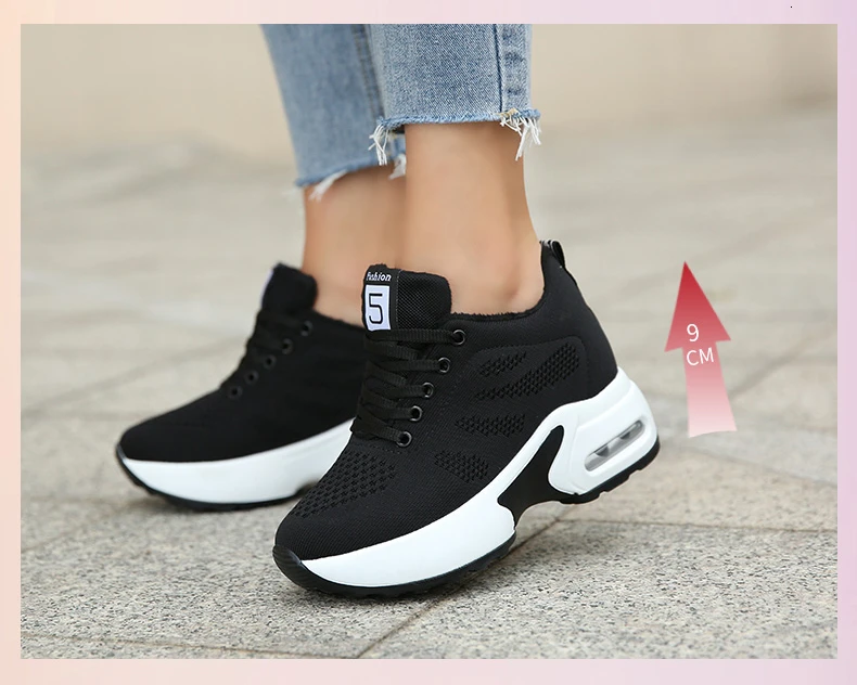 Chaussures Haute Marche Femme; женская обувь, визуально увеличивающая рост на 9 см; спортивные зимние кроссовки на толстой платформе; женская обувь для бега