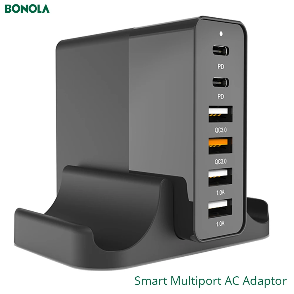 US $25.45 Bonola 75W Super Fast Charger PD 30 Charger For IPhoneIPadMacbook QC 30 USB Type C Fast Charging Smart Multiport AC Adapter