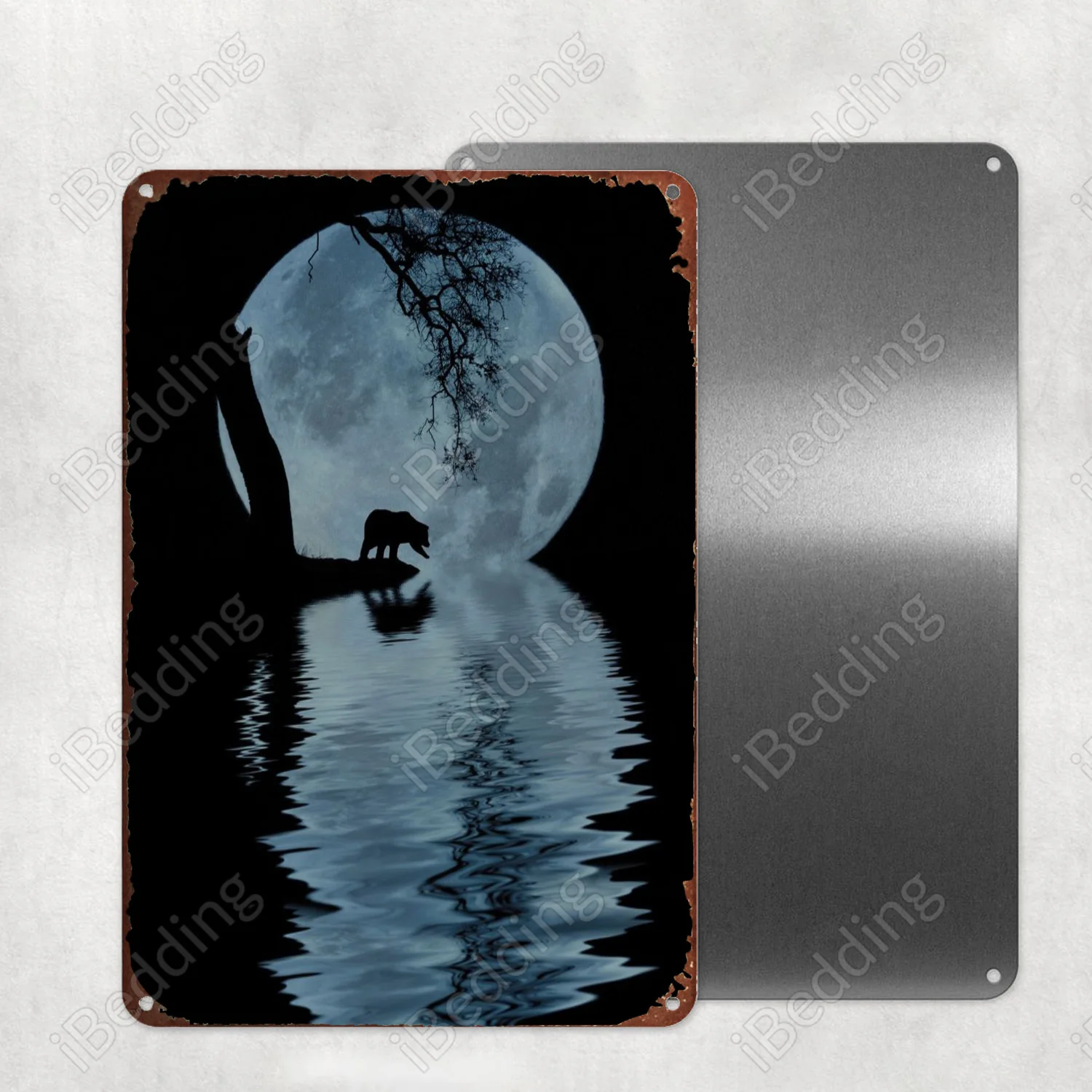 Bear and Moon Vintage Plaque Metal Retro Tin Sign Bar Pub Club Wall Decor Iron Painting Decorative 20x30cm Plate | Дом и сад