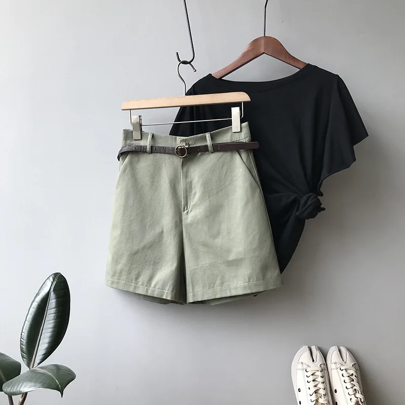 Summer new high-waist shorts women Korean style elastic waist loose wide-leg casual pants nike dri fit shorts Shorts