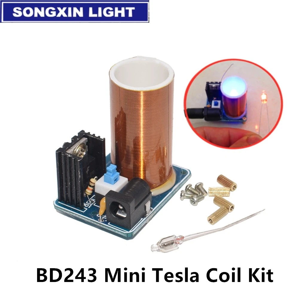BD243 BD243C Mini Tesla Coil Kit Magic Props DIY Parts Empty Lights Technology