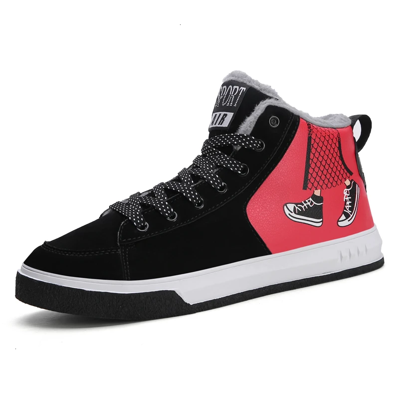 black lovers shoes Зимняя мужская обувь для скейтбординга; уличная спортивная обувь; женские теплые меховые кроссовки; мягкие Нескользящие кожаные кроссовки на шнуровке - Цвет: black lovers shoes