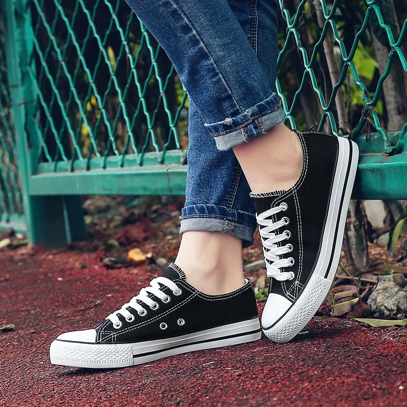 Zapatos vulcanizados de lona con cordones para hombre y mujer, zapatillas planas de goma, informales, para otoño, 2020