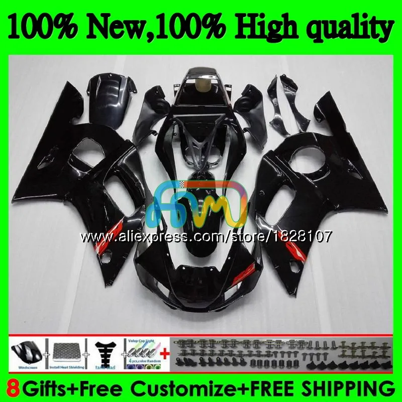 Глянцевый черный корпус для YAMAHA YZF R6 R 6 600 YZF600 YZFR6 98 99 00 01 02 50BS. 1 YZF-600 YZF-R6 1998 1999 2000 2001 2002 обтекатель
