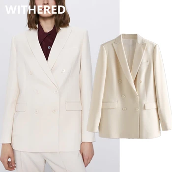 

Withered ins blogger vintage england double breasted blazer feminino blazer women blazer mujer 2020 women blazers and jackets