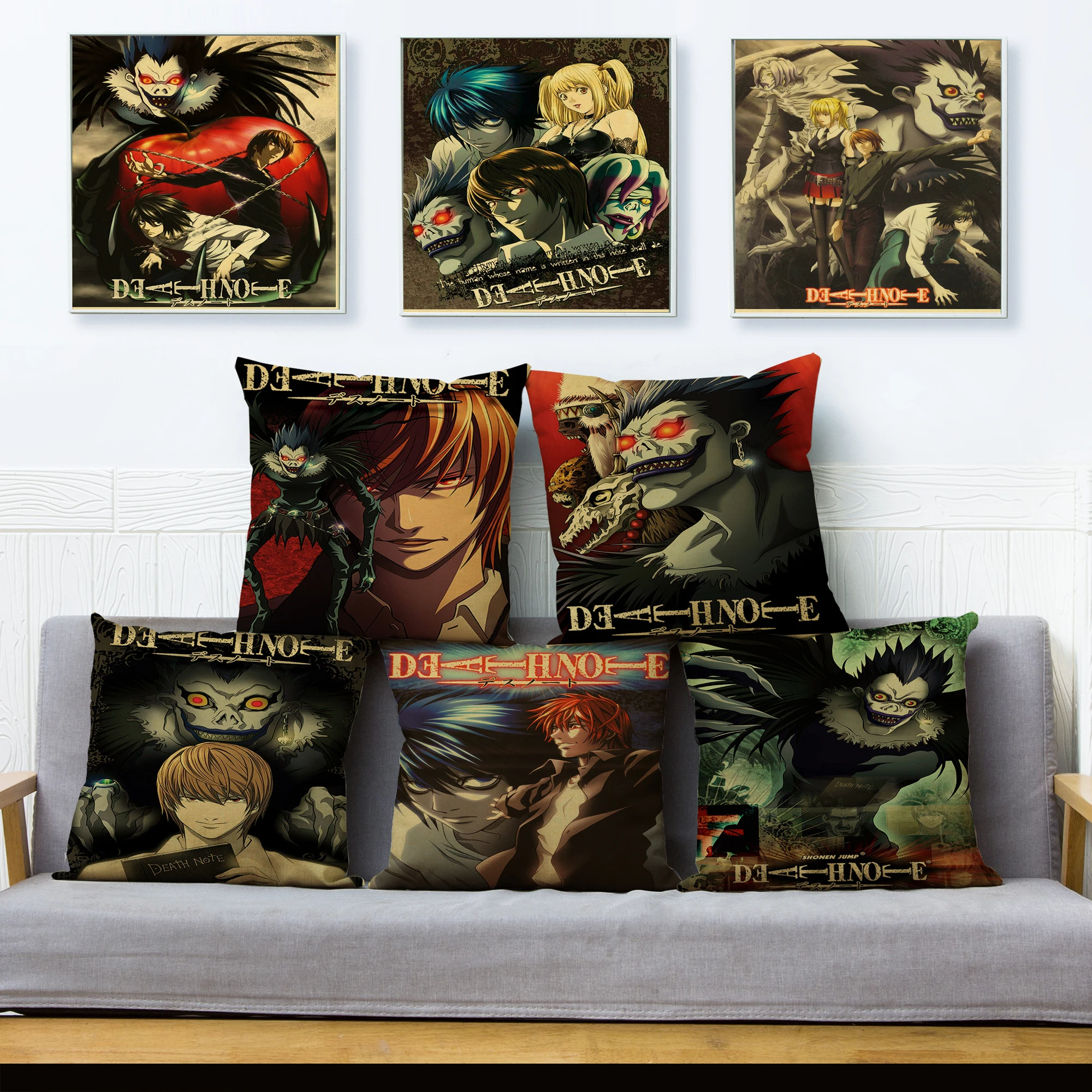 

Japan Classic Anime Death Note Print Pillowcase Retro Pattern Sofa Cushion Cover Kid Gift Polyester Pillows Cases For Home Decor
