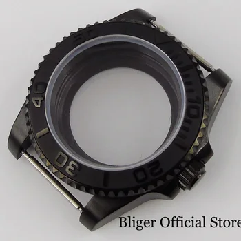 

Brushed Black PVD Watch Case Fit NH35 NH36 NH35A MIYOTA 8215 Ceramic Bezel Insert Seeing Through Backcover