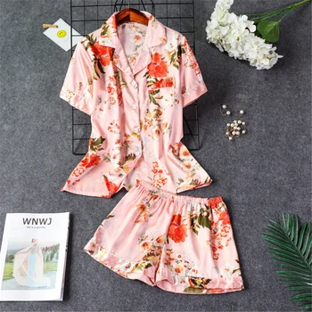 

халатик Women's pajamas summer short-sleeved shorts home service suit casual Japanese ice silk sexy pajamas home bathrobe