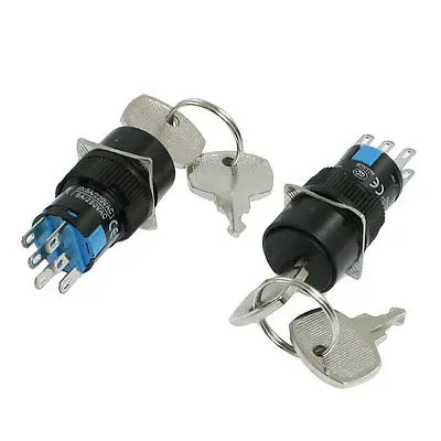 2 шт. Keylock поворотный переключатель круглый 2NO 2NC DPDT кнопочный переключатель AC 250V 5A