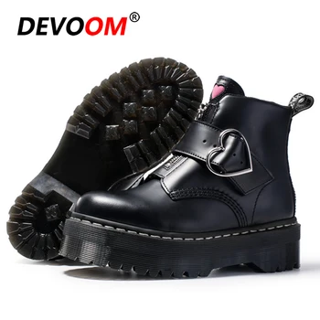 

Winter Fashion Ankle Platform Boots Women Leather 2020 femmes bottes Chunky Boots Black Rubber Shoes for Girls Women Botas Mujer