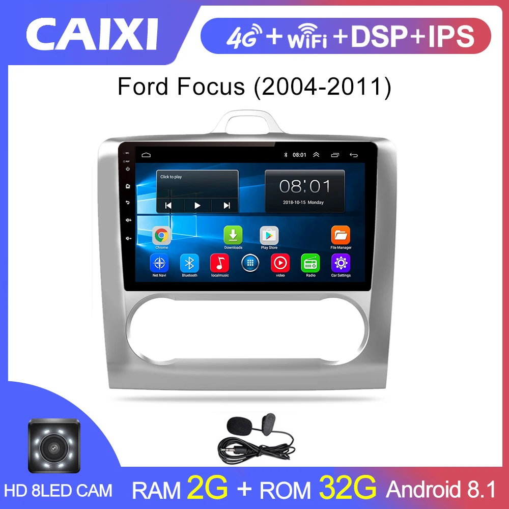 CAIXI 9 дюймов автомобиля Android 8,1 gps навигация 2 DIN Автомобильный Радио DVD плеер для 2004 2005 2006-2011 FordFocus Exi в