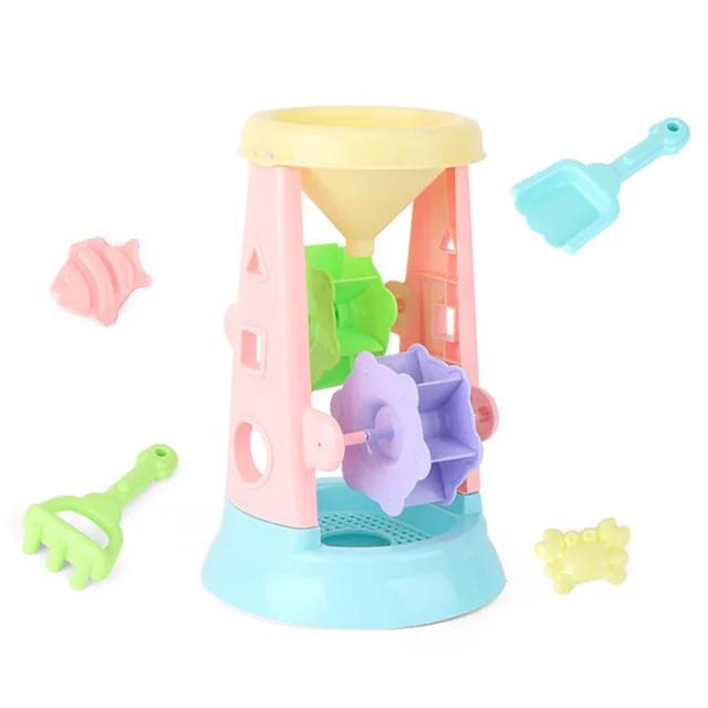Plastic Summer Beach Sand Toys Set Cartoon Windmill Hourglass Shovel Tool Children Play Water Fun Spraying Sandbox Toy Gifts 5