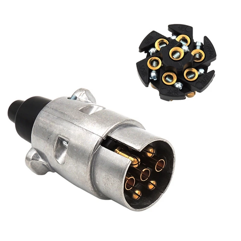 12V 7Pin прицеп вилка круглый проводки огни буксировочный трос металлический караван Грузовик Лодка розетку алюминиевый сплав вилка грузовик с прицепом буксировочный трос