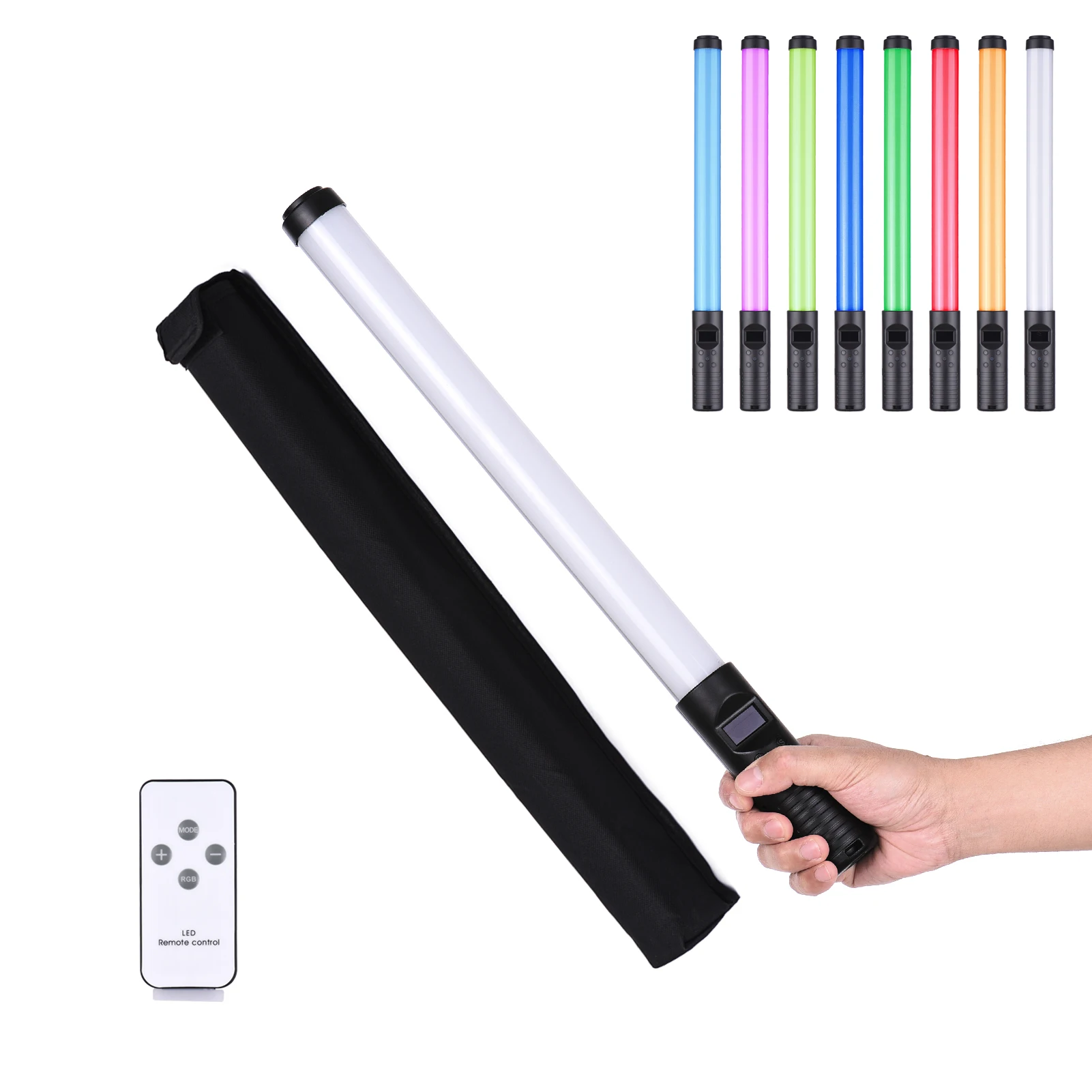 RGB Handheld LED Light Wand Rechargeable Photography Light Stick Bi color 3000K 6500K Dimmable