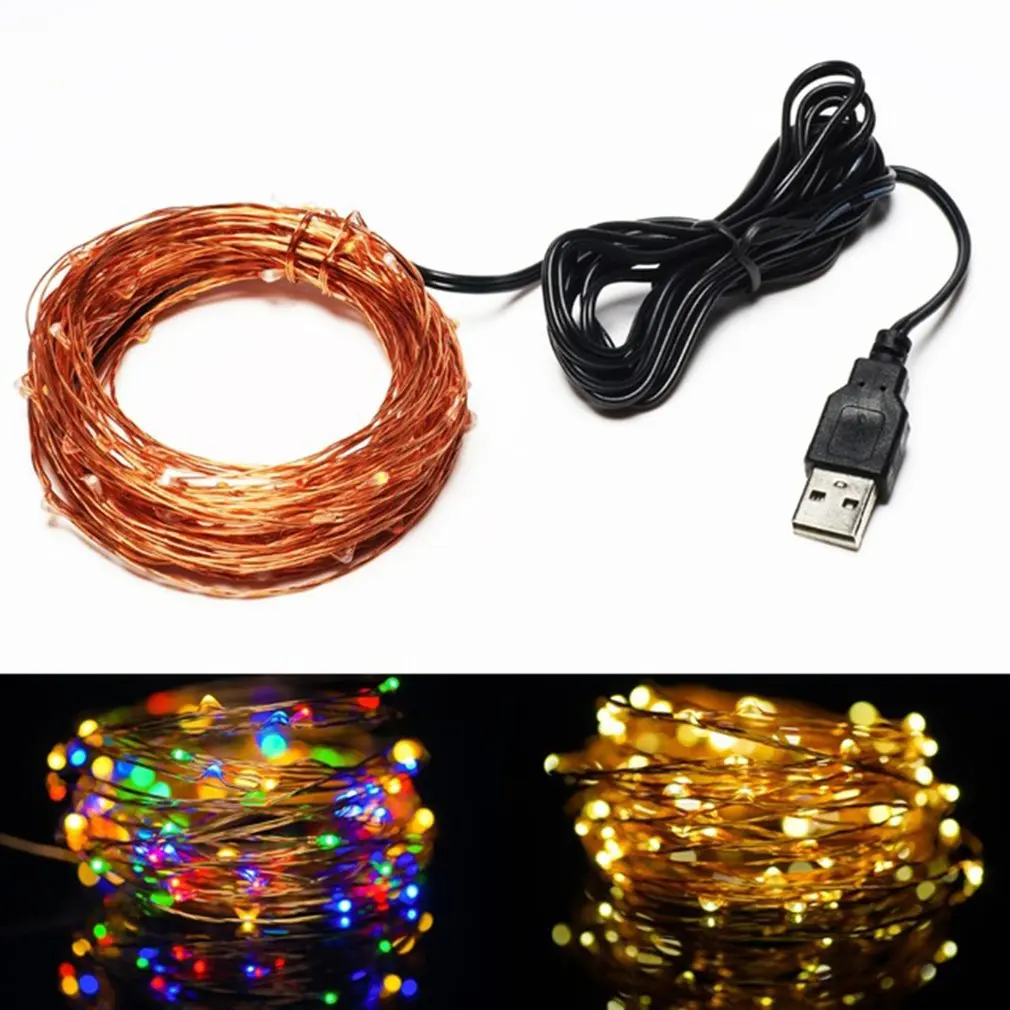 5 метров 50 огней Usb медная проволока гирлянды Праздничные огни для украшения светодиодные рождественские Вечерние огни для украшения