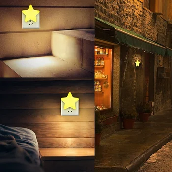 

Fashion Cute and Practical Gift Led Plug-in Switch Night Light Five-pointed Star Light Interior Decoration Corridor Light