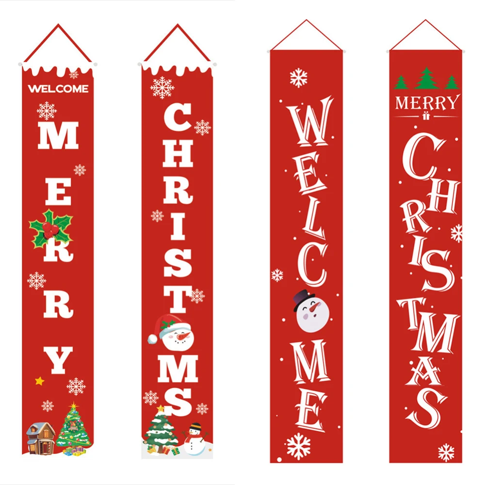 

2pcs Fashion Wall Hanging 30*180cm Long Christmas Letter Porch Banners Home Garden Christmas Porch Sign Party Decorative Door