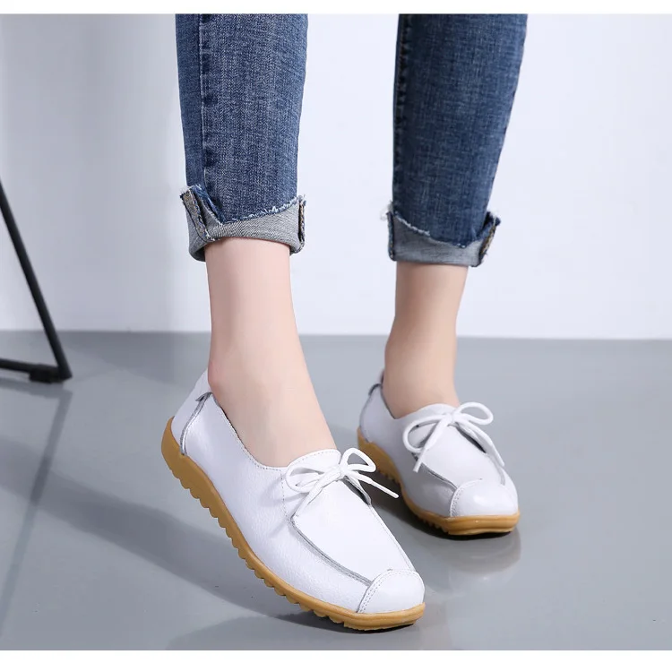 AH1805-2020 Spring Autumn Shoes Woman Genuine Leather Walking Flat Shoes Woman-9