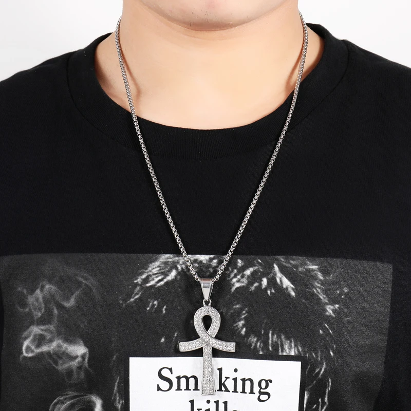 US7 Bling Iced Out крест ожерелье, подвеска из золота цвет 316L Нержавеющая сталь ожерелье s для мужчин Ювелирные изделия Подарки