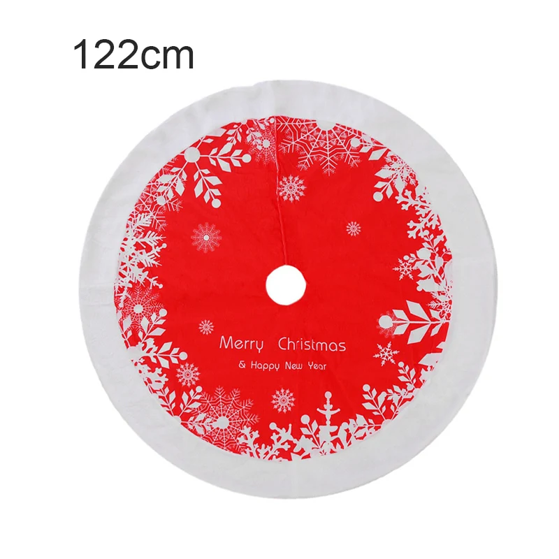 1pcs Christmas Tree Skirt White Fleece Carpet Santa Claus Blanket Family Decor Warm New Year Decorations - Цвет: XYM031-R