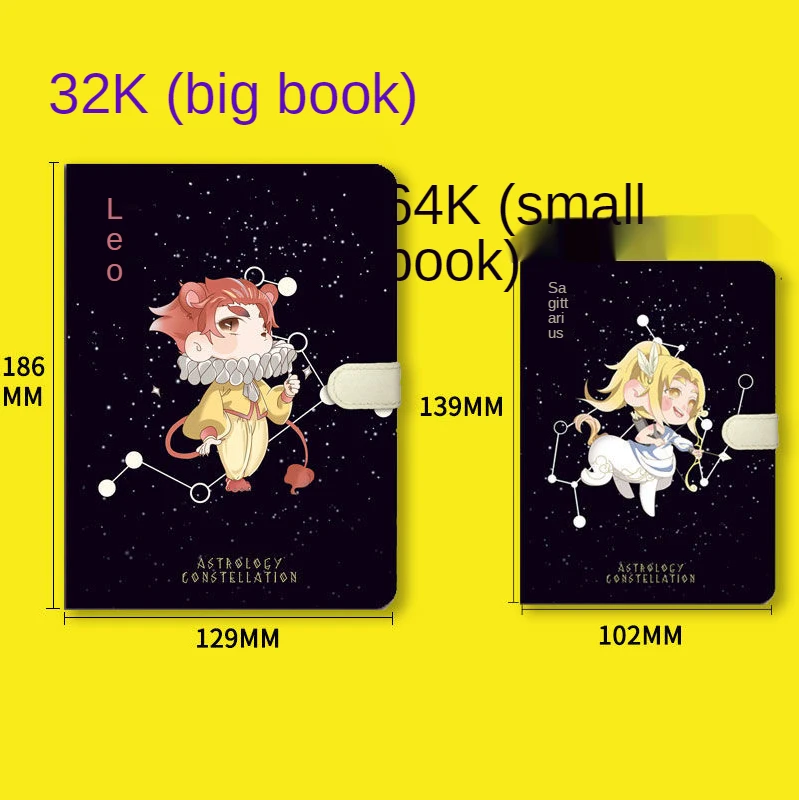 Twelve constellation magnetic buckle notebook notebook cute girl heart notepad A5 super thick cartoon small fresh hand book