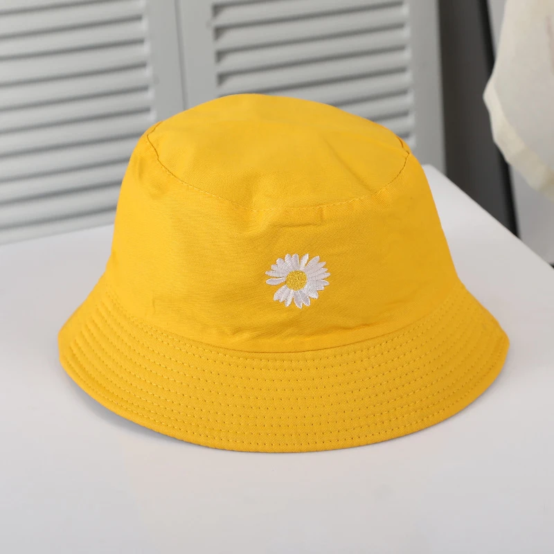 ladies bucket hat TON Women Bucket Fishing Hats Embroidery Daisies Cap Double-sided Wear lady Fisherman Hat Panama Casual hat for Women Gifts womens bucket hat with string