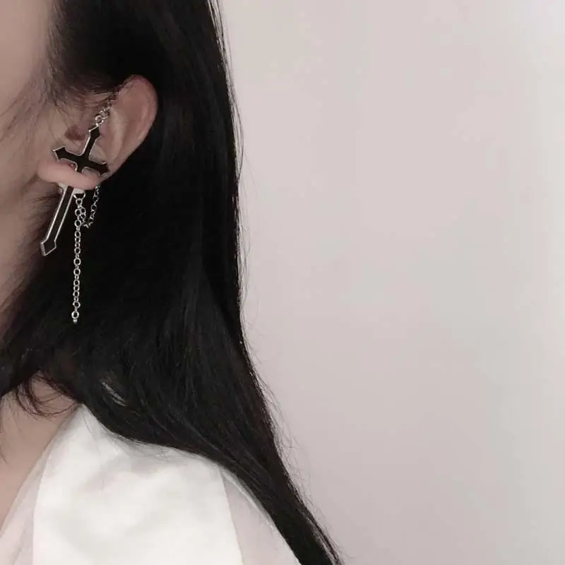 Серьги капли с крестиком для женщин 1 шт модная винтажная Длинная цепочка крест