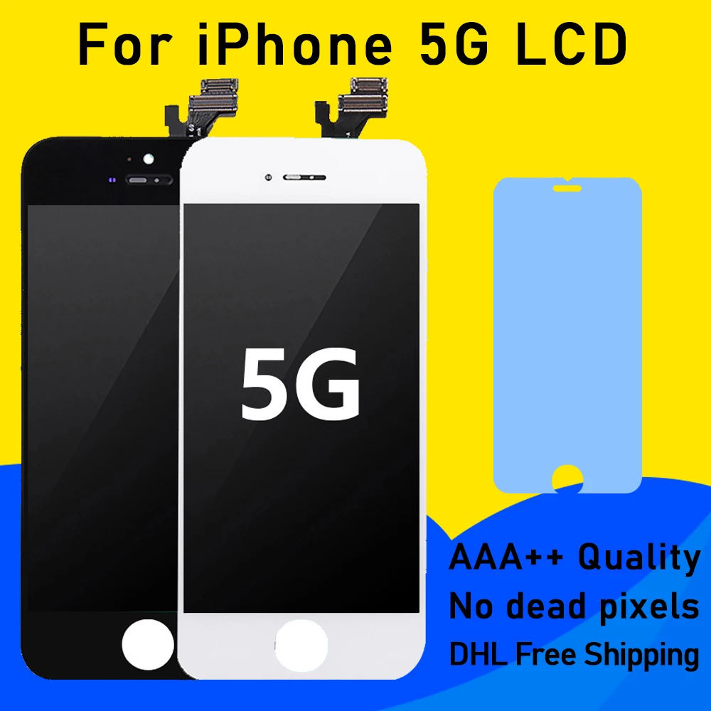 

10Pcs 100% No Dead Pixel AAA Quality LCD For iPhone 5 LCD Display Digitizer Assembly 3D touch Screen Black White DHL Free Shipp