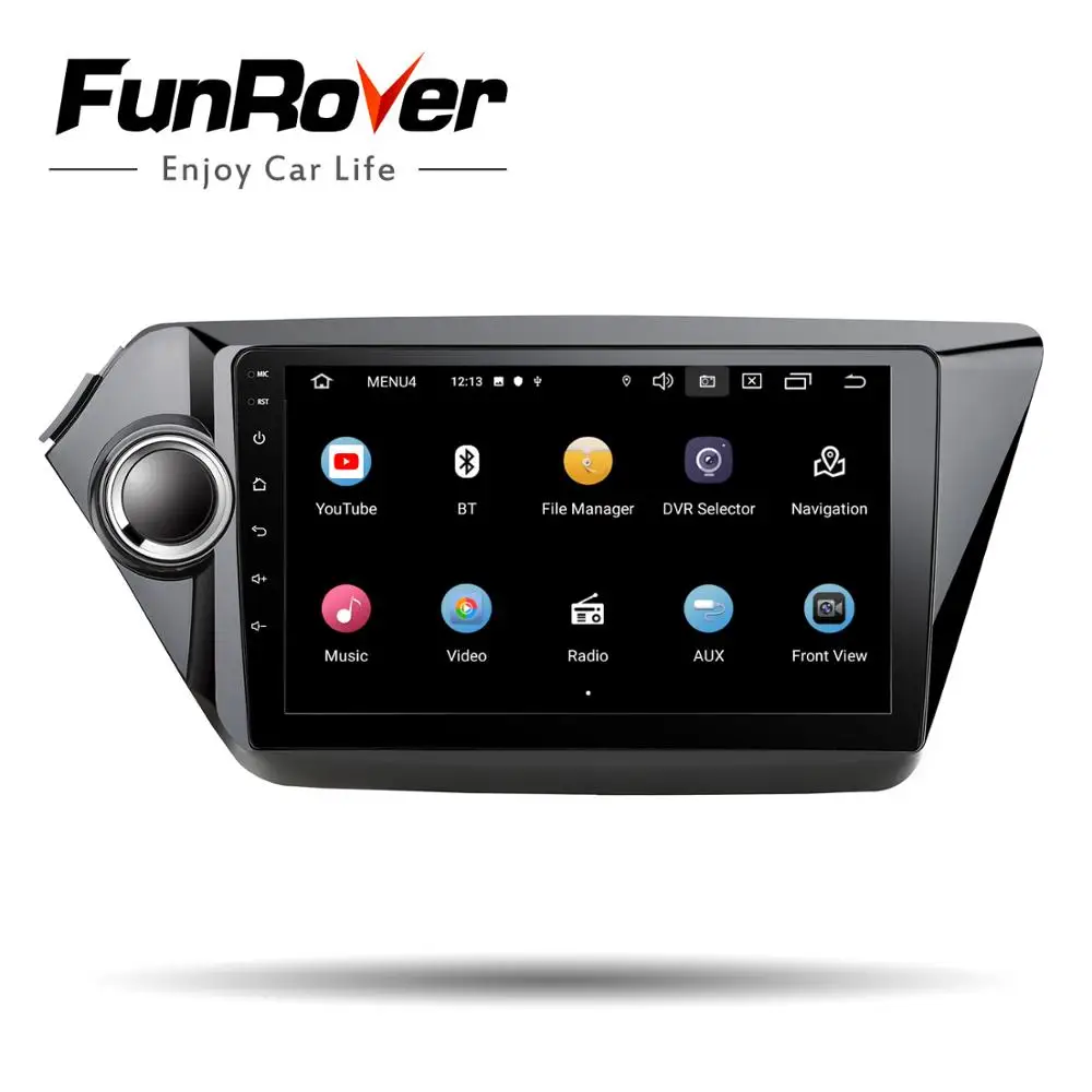 Sale Funrover 2.5D+IPS android 9.0 2 din car dvd for kia k2 Rio 2010 2011 2012 2013 2014 2015 2016 gps navigation car radio No dvd bt 2