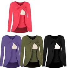 

Pure Cotton Breastfeeding T-shirt, Baby Feeding Clothes, Open Front, Breathable And Comfortable, Solid Color Long Sleeves