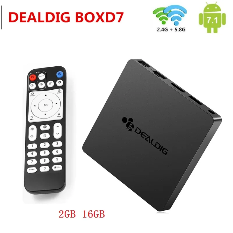 

DEALDIG BOXD7 Android 7.1 TV Box 6K HD Allwinner H6 Quad Core Mali-T720 MP2 Set Top Box 2GB 16GB 2.4G/5.8G WiFi Voice Control