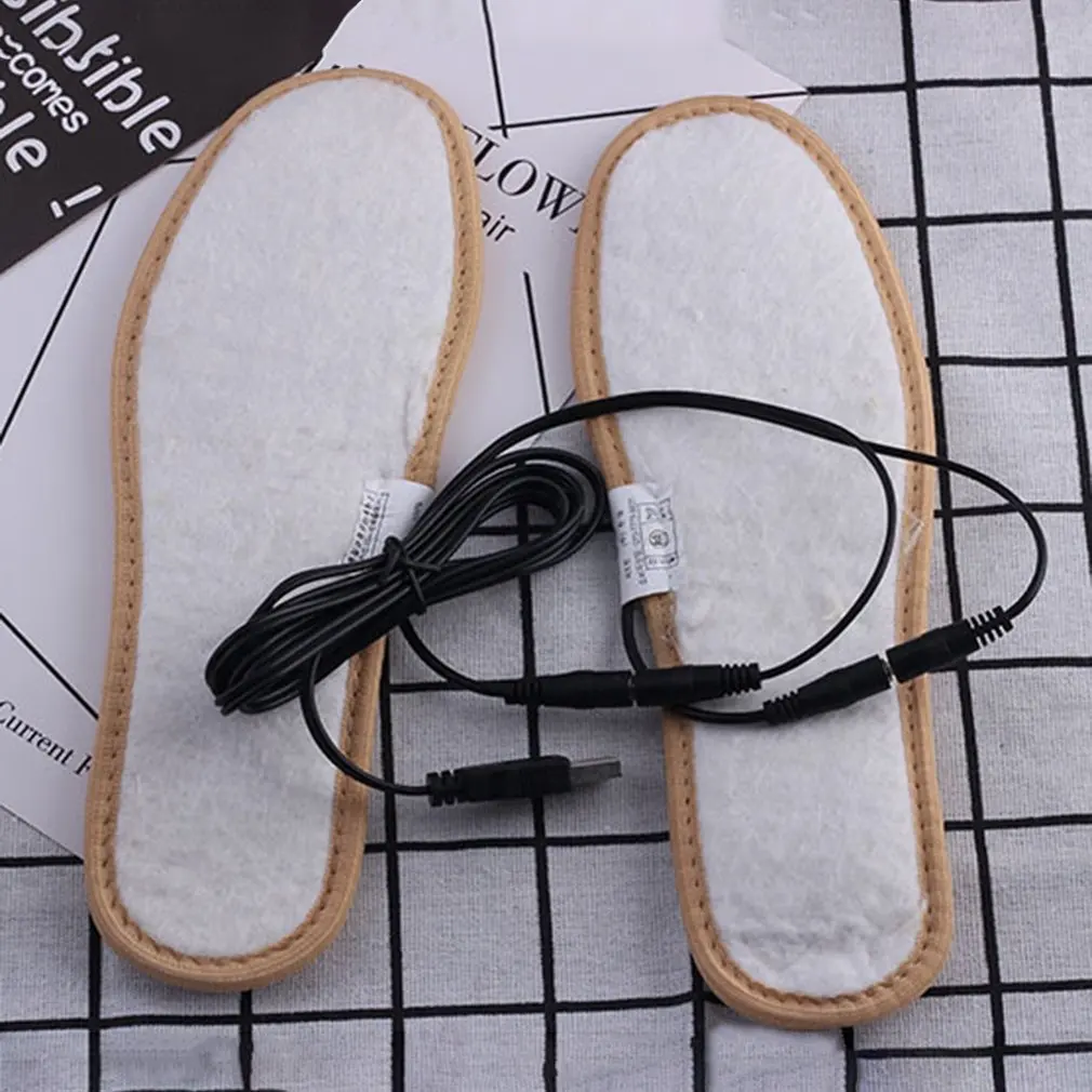 1 пара USB зарядка электрические нагревательные стельки мягкие плюшевые меховые