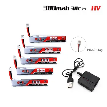 

5Pcs GAONENG GNB 1S HV 3.8V 300mAh 30C 4.35V FPV Lipo Battery with PH2.0 Plug For RC FPV Racing Drone Spare Parts Accessories