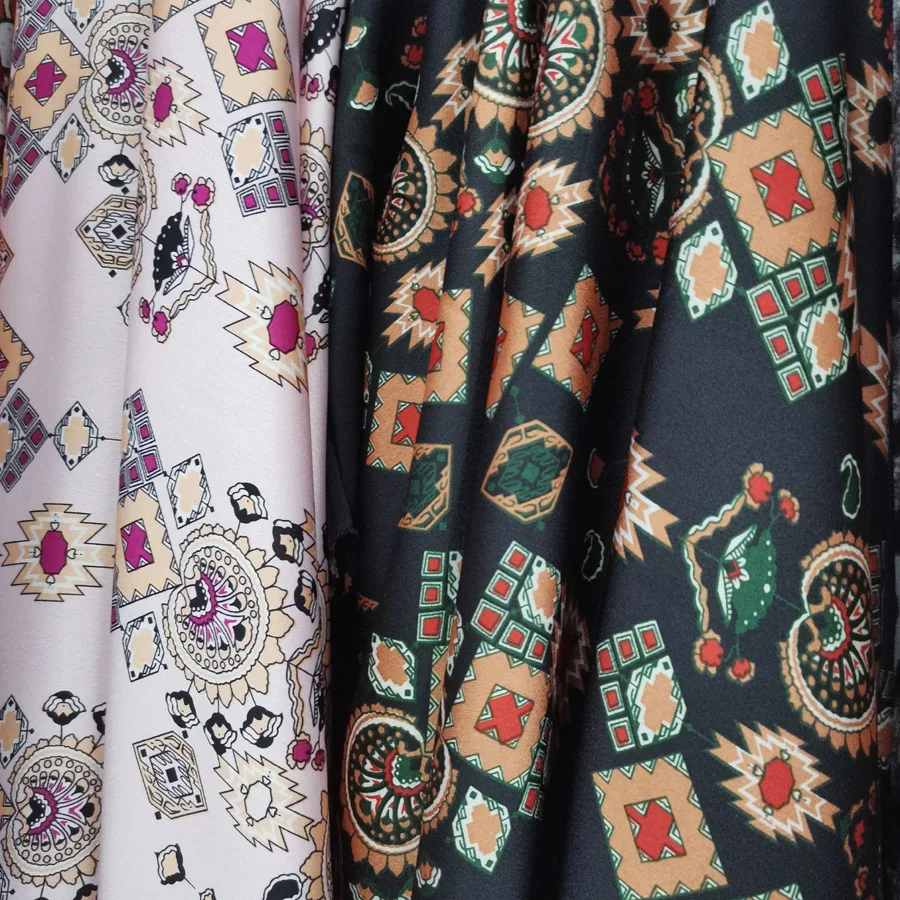 Ethnic Satin Crepe Soft Dropping Fabric For Bridal Dress Gown Glossy Material Charmeuse DIY Tissue Ribbon Fabric