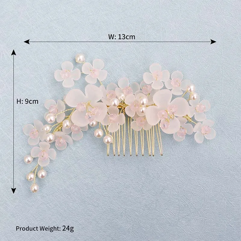 Pearls Hair Combs Tiaras Wedding Hair Accessories Engagement Party Flower Hairpins Crystal Festival Headpieces Bridal Jewelry