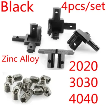 

Silver/Black 3-Way End Corner Brackets 2020/ 3030/ 4040 Connector with Screws for Standard 6mm T Slot Aluminum Extrusion Profile