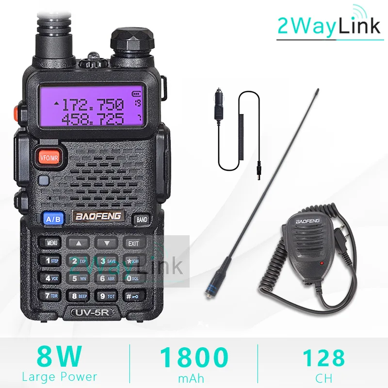 Обновление 8 Вт UV-5R 8 Вт иди и болтай Walkie Talkie “иди и 10 км uv5r рация для охоты Ham радио 10 км Baofeng UV-9R UV-82 UV-8HX UV-XR uv 5r - Цвет: 771-car charger-mic