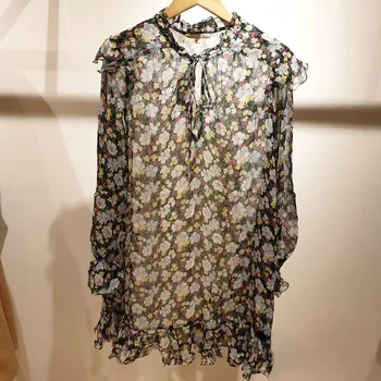 

Law Single 2020 Summer Small Fresh Printing Lotus Leaf Edge Lace Women's Wear Second Piece Set Dress 190362