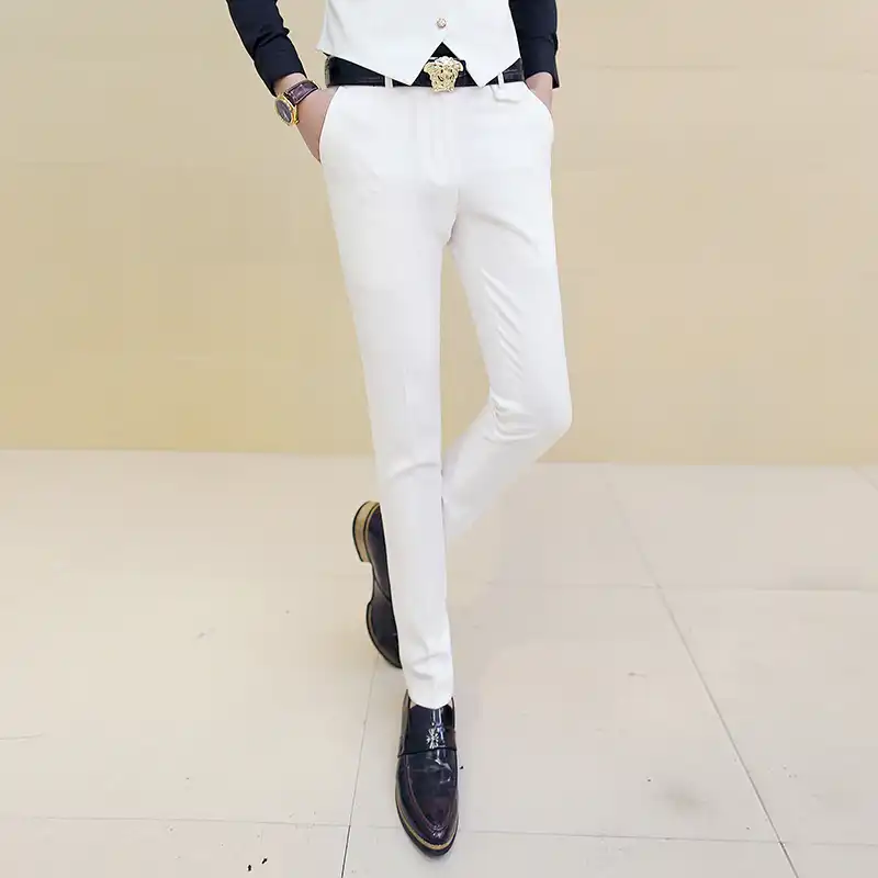 skinny white suit pants