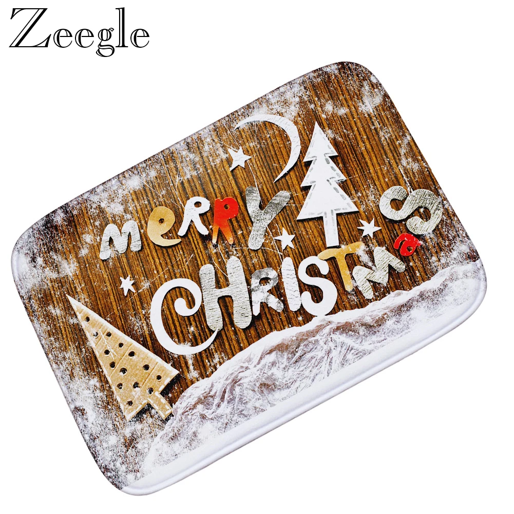 Christmas Door Mat Absorbent Hallway Carpet Outdoor Doormat Anti-slip Bath Rug Bathroom Shower Mat Washable Indoor Soft Foot Mat