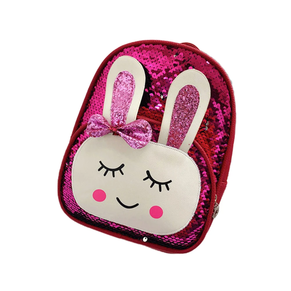 

Toddler Kids Widening Shoulder Strap Backpack Glitter Sequins Preschool Bag Cute Cartoon Rabbit Bookbag for Girls and Boys