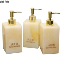 เลียนแบบหยกแบบพกพา Soap Dispenser แชมพูขวด Golden กดหัวปั๊ม230Ml ขวดโลชั่นเจลอาบน้ำ Jar เรซิ่น Bath เครื่องมือ 4